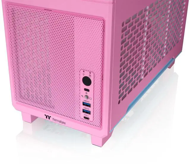 Alt view image 5 of 14 - Thermaltake TR100 SFF Chassis; mITX Support; 18.9 Liters; PCIe 4.0 Riser Cable Included; 360mm GPU Clearance; 280mm Radiator Support; Removable PCIe Bracket; Bubble Pink; CA-11A-00SANN-00
