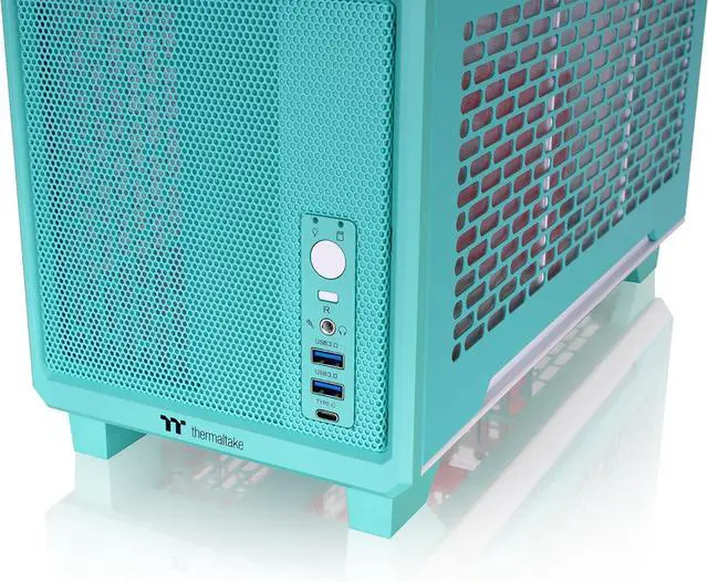 Alt view image 4 of 6 - Thermaltake TR100 SFF Chassis; mITX Support; 18.9 Liters; PCIe 4.0 Riser Cable Included; 360mm GPU Clearance; 280mm Radiator Support; Removable PCIe Bracket; Mint Strawberry; CA-11A-00SLNN-00