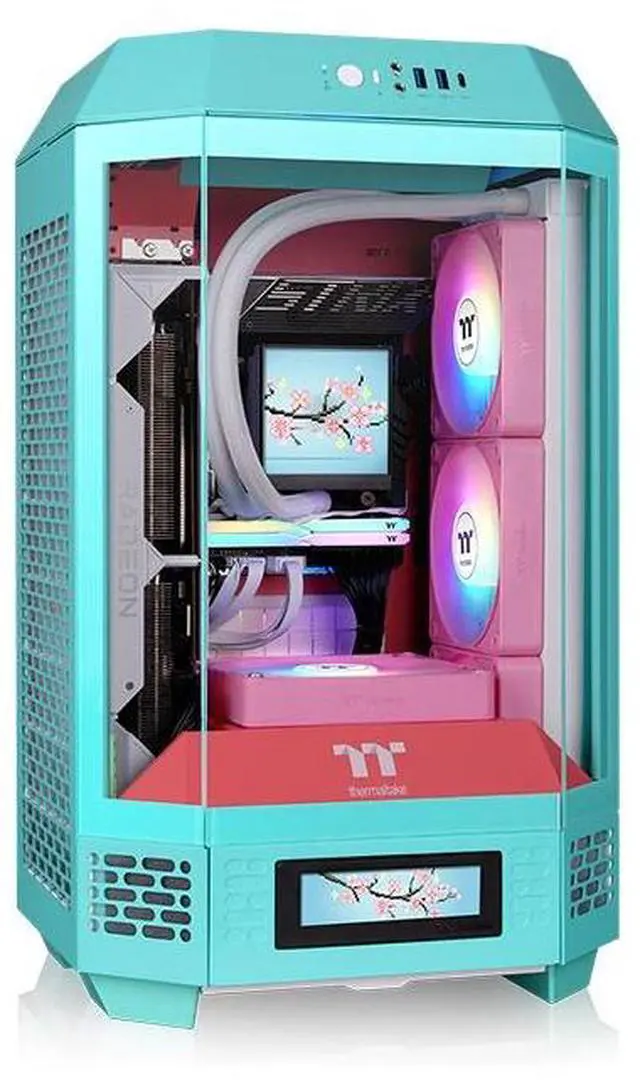 Alt view image 6 of 6 - Thermaltake Tower 250 mITX Mini Tower; 2x120mm CT Fans Included; 360mm Radiator Support; 360mm GPU Clearance; Dual Chamber; Mint Strawberry; CA-1Z9-00SLWN-00