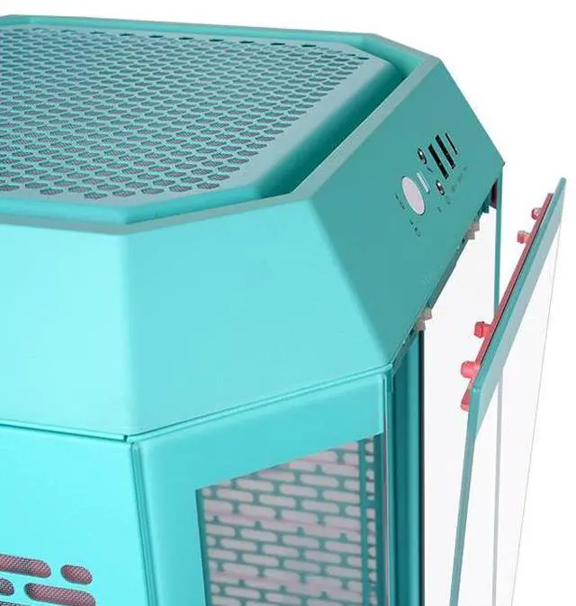 Alt view image 3 of 6 - Thermaltake Tower 250 mITX Mini Tower; 2x120mm CT Fans Included; 360mm Radiator Support; 360mm GPU Clearance; Dual Chamber; Mint Strawberry; CA-1Z9-00SLWN-00
