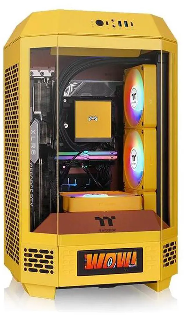 Alt view image 6 of 17 - Thermaltake Tower 250 mITX Mini Tower; 2x120mm CT Fans Included; 360mm Radiator Support; 360mm GPU Clearance; Dual Chamber; Butter Caramel; CA-1Z9-00SMWN-00