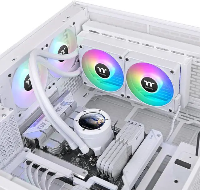 Alt view image 4 of 6 - Thermaltake TH240 V2 Ultra EX ARGB AIO Cooler/Snow/Water Block 2.1" LCD/Fan 120 * 2/Magnetic Quick Connection/MB ARGB Sync Control/LCD Software Control/CL-W425-PL12SW-A