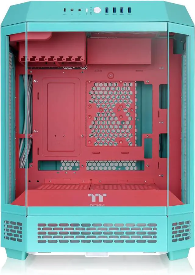 Alt view image 2 of 8 - Thermaltake Tower 600 Mid Tower; 2x140mm CT Fans Included; 420mm Radiator Support; 400mm GPU Clearance; Hidden Connector Support; Rotatable PCIe Slots; Mint Strawberry; CA-1Z1-00MLWN-00