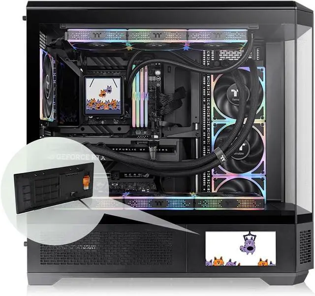 Alt view image 4 of 5 - Thermaltake View 600 TG 6.0 Inch LCD Screen Panel Kit; LCD and Panel; 1480x720p; TTRGBPlus 3.0 Supported; Type-C to USB (9-Pin); Black; AC-080-OO1NAN-A1