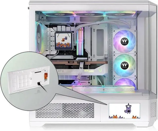 Alt view image 5 of 5 - Thermaltake View 600 TG 6.0 Inch LCD Screen Panel Kit; LCD and Panel; 1480x720p; TTRGBPlus 3.0 Supported; Type-C to USB (9-Pin); White; AC-080-OO6NAN-A1