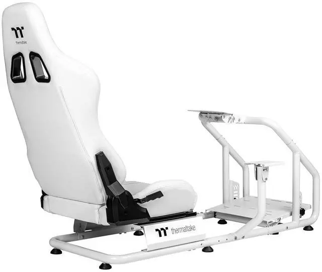 Alt view image 4 of 6 - Thermaltake GR300 Racing Simulator Cockpit; Adjustable PVC Seat; Adjustable Pedal & Wheel Mounts; Shifter Mount Included; Compatible with Thrustmaster/Logitech/Thermaltake/Fanatec; GSC-R30-CPASWH-01