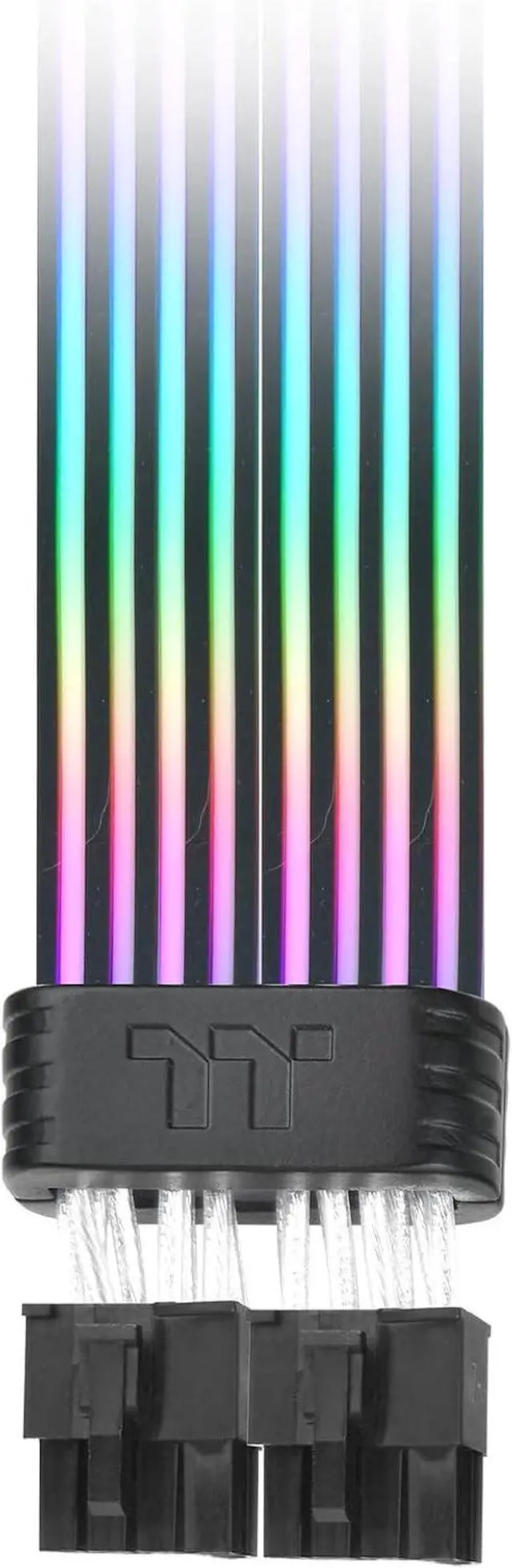 Alt view image 3 of 4 - Thermaltake Tt Mod ARGB 8-Pin Cable; Illuminated Cable Extension; 345mm Length; 5V 3-Pin ARGB; 2x8-Pin Connectors; 16AWG; Black; AC-082-CN1NAN-A1