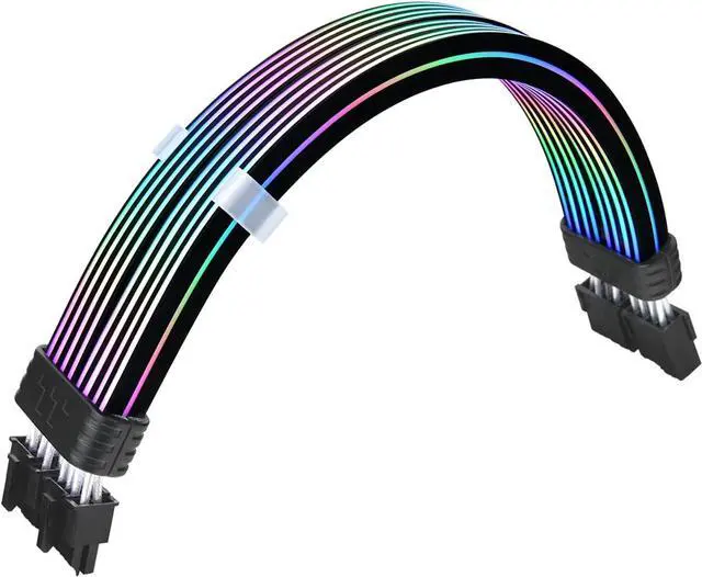 Main image of Thermaltake Tt Mod ARGB 8-Pin Cable; Illuminated Cable Extension; 345mm Length; 5V 3-Pin ARGB; 2x8-Pin Connectors; 16AWG; Black; AC-082-CN1NAN-A1