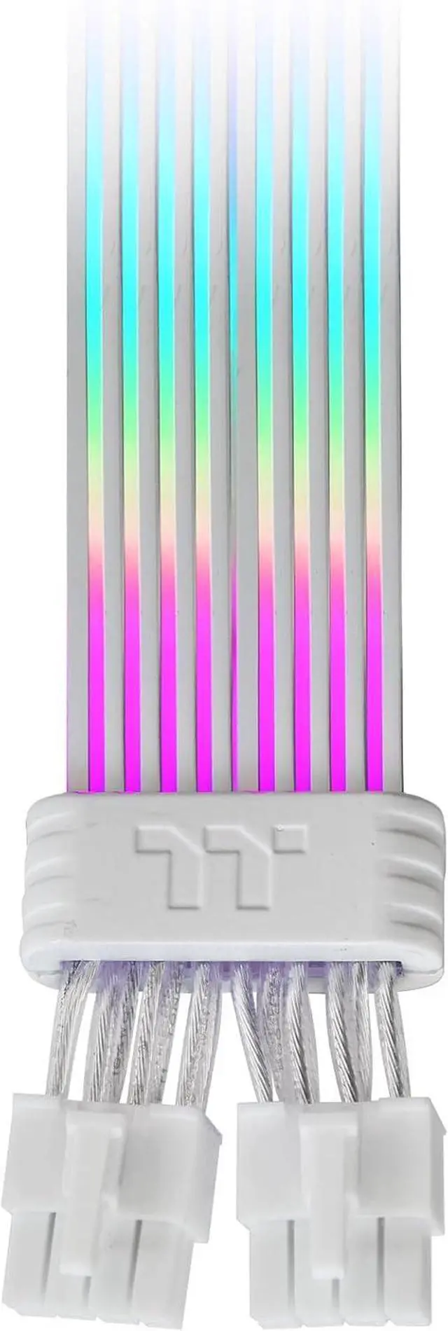 Alt view image 3 of 4 - Thermaltake Tt Mod ARGB 8-Pin Cable; Illuminated Cable Extension; 345mm Length; 5V 3-Pin ARGB; 2x8-Pin Connectors; 16AWG; White; AC-082-CN6NAN-A1
