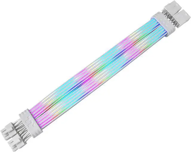 Alt view image 2 of 4 - Thermaltake Tt Mod ARGB 8-Pin Cable; Illuminated Cable Extension; 345mm Length; 5V 3-Pin ARGB; 2x8-Pin Connectors; 16AWG; White; AC-082-CN6NAN-A1