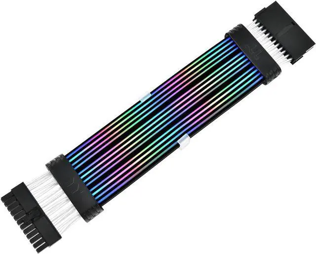 Alt view image 2 of 4 - Thermaltake Tt Mod ARGB 24-Pin Cable; Illuminated Cable Extension; 285mm Length; 5V 3-Pin ARGB; 24-Pin Male and Female Connectors; 18AWG; Black; AC-081-CN1NAN-A1