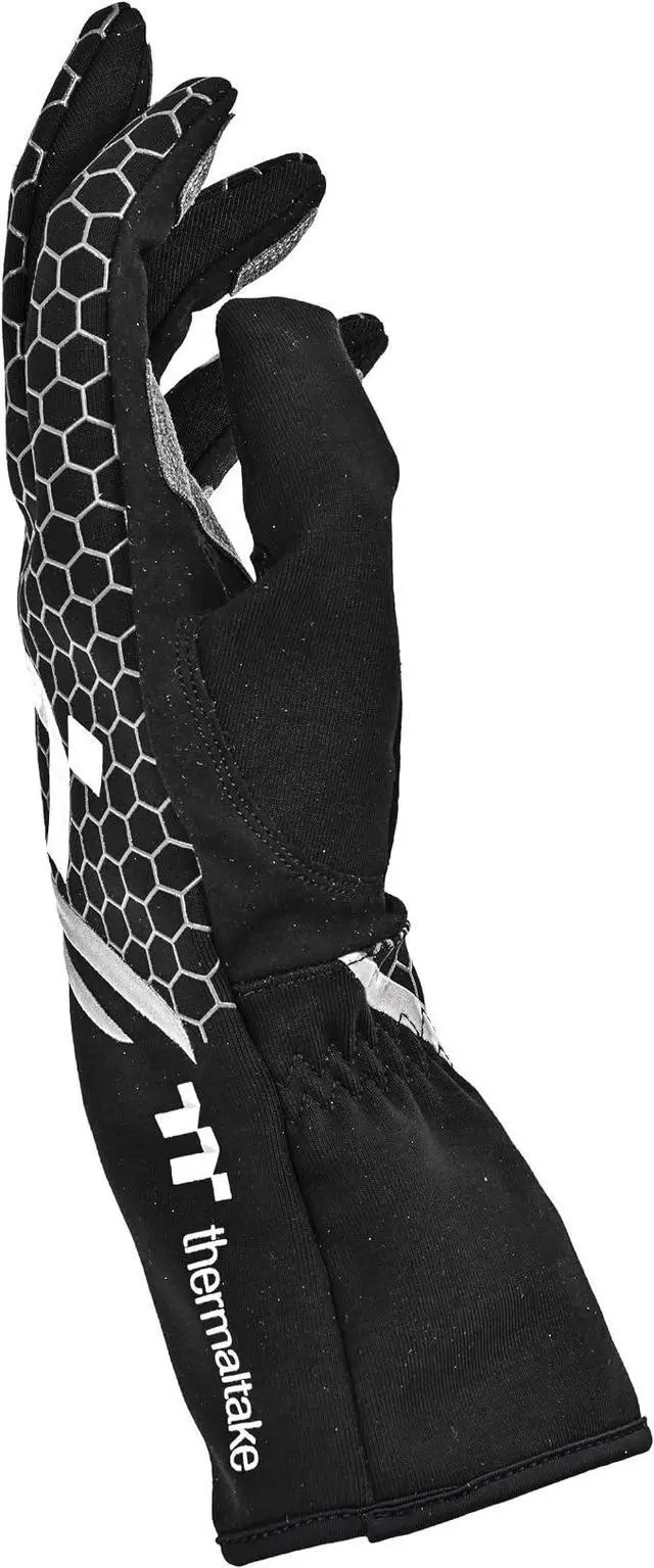 Alt view image 6 of 6 - Thermaltake Sim Gloves for racing simulator; Anti-slip, form-fitting, breathable stretch fabric; Touchscreen-compatible fingertips; size small; black; GRA-TTG-SGPXBB-0M