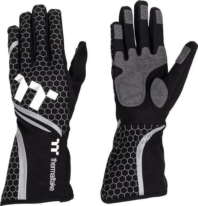 Main image of Thermaltake Sim Gloves for racing simulator; Anti-slip, form-fitting, breathable stretch fabric; Touchscreen-compatible fingertips; size small; black; GRA-TTG-SGPXBB-2X