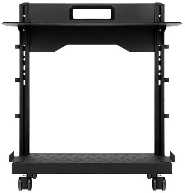 Alt view image 4 of 6 - Thermaltake Freestanding PC Gearstand; black; High-strength iron construction; dual tier layout; textered bottom shelf for PC systems; position adjusting top shelf;mobile cart design;GRA-TTG-PSLXBB-01