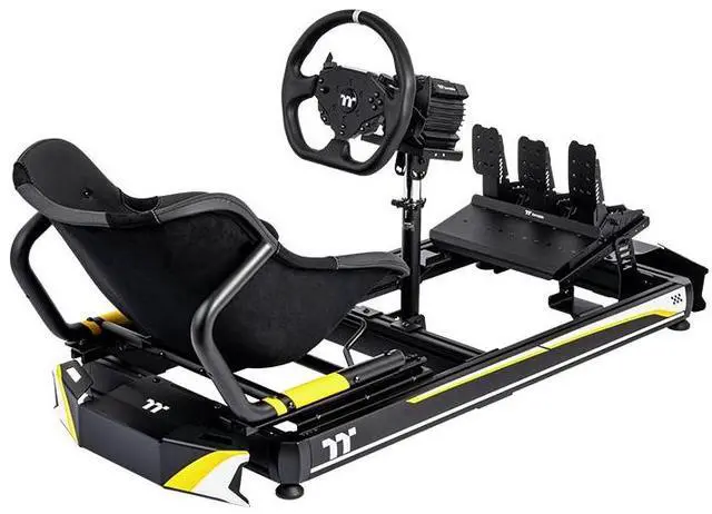 Alt view image 5 of 6 - Thermaltake GK500 Go Kart Racing Simulator Cockpit; Aluminum Alloy Fixed Frame; Powder Coating Finish; Black, RGB LED Lighting Strip; Premium Fabric, Adjustable seat; GSC-K50-CPASBB-01