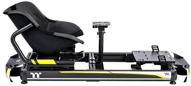 Alt view image 2 of 6 - Thermaltake GK500 Go Kart Racing Simulator Cockpit; Aluminum Alloy Fixed Frame; Powder Coating Finish; Black, RGB LED Lighting Strip; Premium Fabric, Adjustable seat; GSC-K50-CPASBB-01