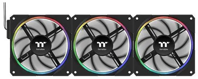 Alt view image 3 of 6 - Thermaltake TS120 EX RGB 120mm; Embedded Temperature Sensor; PWM 500~2000 RPM; MagForce 2.0; Airflow 56.01 CFM; Hydraulic Bearing; TT RGB Plus 3.0; Controller Included; 3-Pack; Black; CL-F206-PL12SW-A