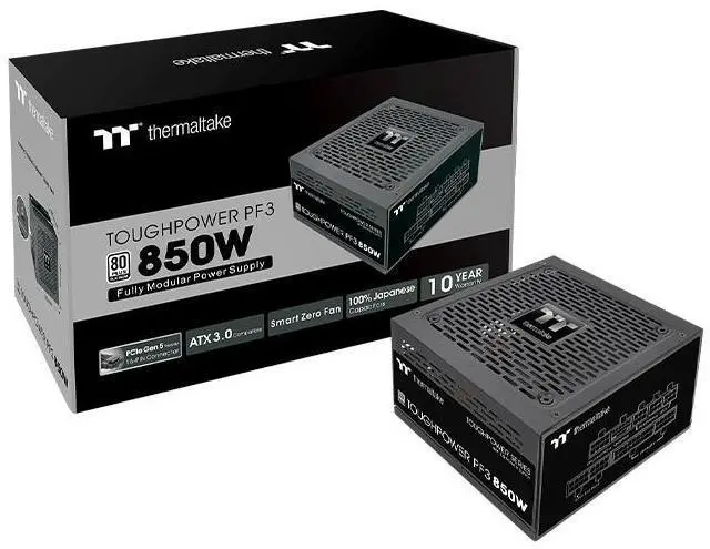 Alt view image 4 of 6 - Thermaltake Toughpower PF3 ATX 3.0 850W 80+ Platinum Full Modular SLI/Crossfire Ready Power Supply; PCIe 5.0 12VHPWR Connector Included; 10 Year Warranty; PS-TPD-0850FNFAPU-3