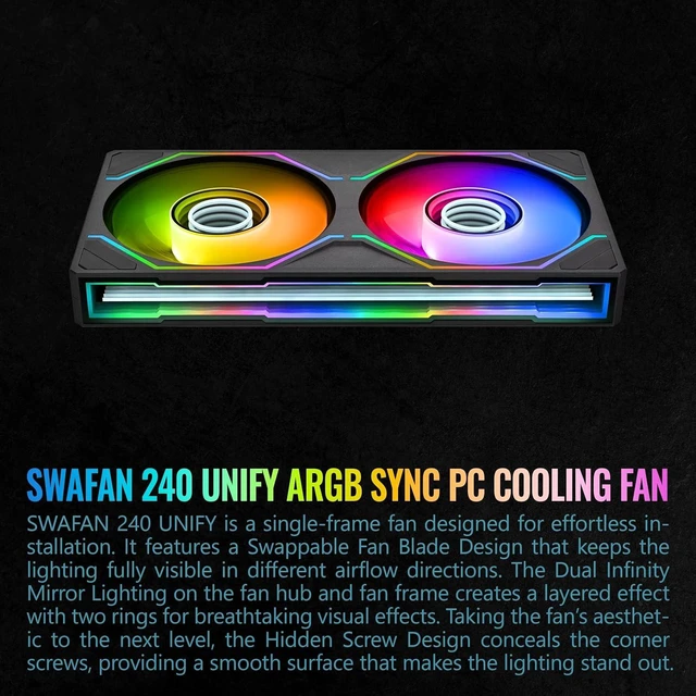 Alt view image 6 of 6 - Thermaltake SWAFAN Unify 240 ARGB Sync Black CL-F248-PL12SW-A