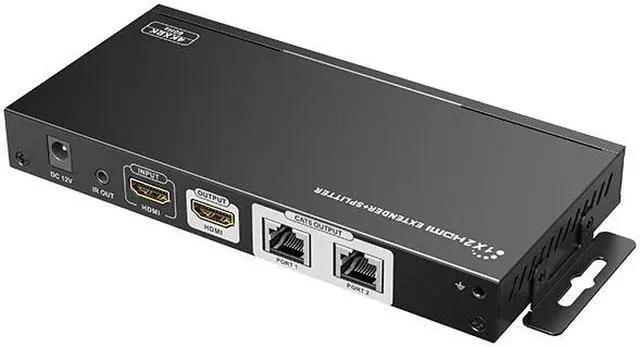 Alt view image 2 of 7 - Up to 30m/100Ft, 4Kx2K@60Hz LKV712Pro-V2.0 1x2 HDMI Extender Splitter Converter With HDMI Loop-out Over CAT6/6a/7 With IR Remote