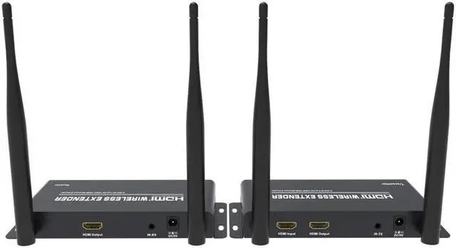 Alt view image 6 of 7 - (1 SENDER and 2 RECEIVERS kit)  Up to 656Ft Wireless 1080P 60Hz Video Extender with Local Pass-through HDMI Loop-out Transmitter Receiver kit 200m with IR remote