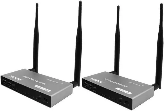 Main image of Up to 656Ft, Wireless 1080P@60Hz USB KVM Video Extender with Local Pass-through HDMI Loop-out Transmitter Receiver kit 200m with IR remote Splitter Switch PC To Multi TV