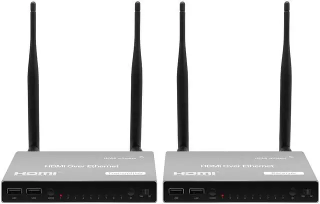 Alt view image 2 of 6 - Up to 656Ft, Wireless 1080P@60Hz USB KVM Video Extender with Local Pass-through HDMI Loop-out Transmitter Receiver kit 200m with IR remote Splitter Switch PC To Multi TV