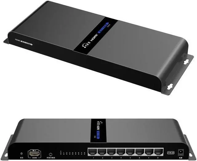 Alt view image 2 of 8 - Up to 394Ft, 1x8 HDMI Splitter Extender 1080P 1 Transmitter 8 Receivers Over RJ45 CAT5e/6 120m Extension With IR Remote LKV318-HDbitT-4.0