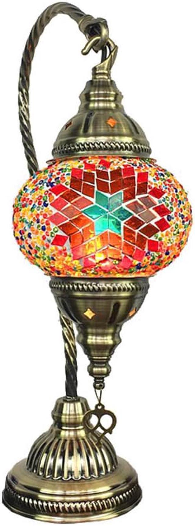 Colorful Mosaic Glass Swan Neck Table Lamp