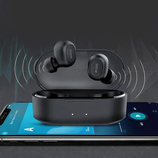 Alt view image 4 of 7 - QCY T2S 2019 new Dual TWS Bluetooth 5.0 Wireless Earphone Wireless Charging with 800mAh Charging Box -Black