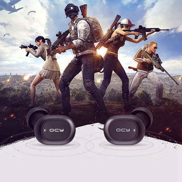 Alt view image 2 of 7 - QCY T2S 2019 new Dual TWS Bluetooth 5.0 Wireless Earphone Wireless Charging with 800mAh Charging Box -Black