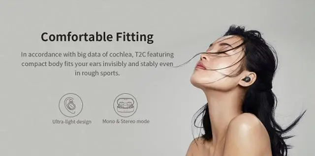 Alt view image 6 of 7 - QCY T2S 2019 new Dual TWS Bluetooth 5.0 Wireless Earphone Wireless Charging with 800mAh Charging Box -Black