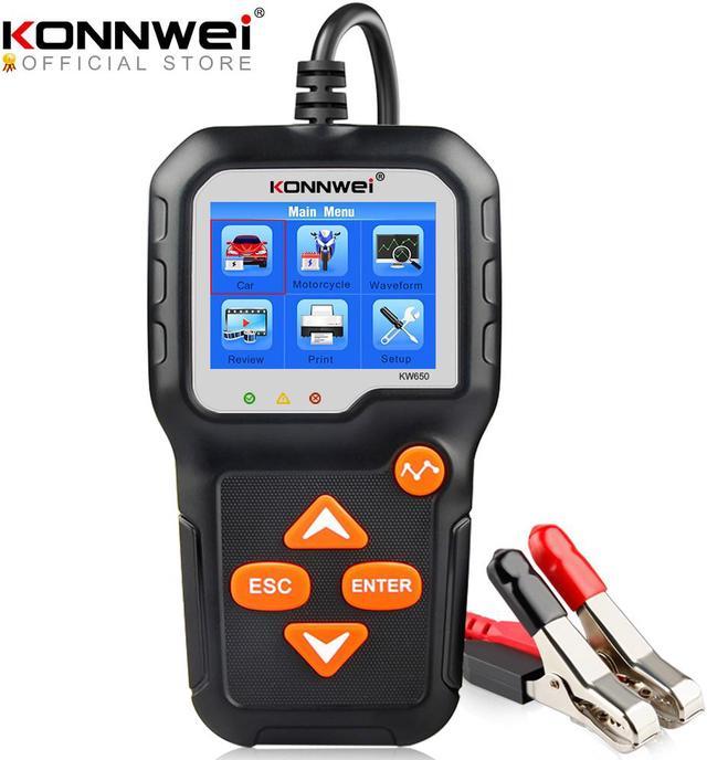 KONNWEI KW650 Battery Tester 12V 6V Car Motorcycle Battery System Analyzer  2000CCA Charging Cranking Test Tools for Cars 