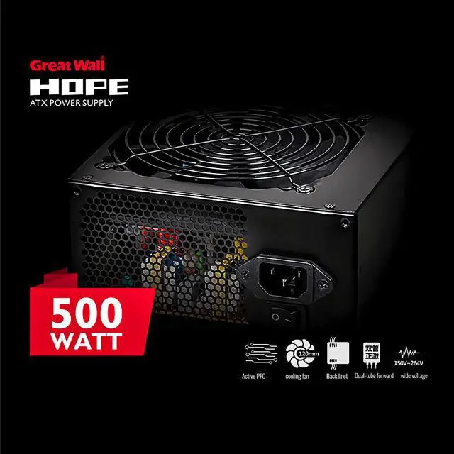 Alt view image 4 of 7 - Great Wall PC Power Supply 500W Source 80Plus Gold Bronze 12V ATX PSU Computer Power Supplies APFC 120mm Fan PSU Unit for PC