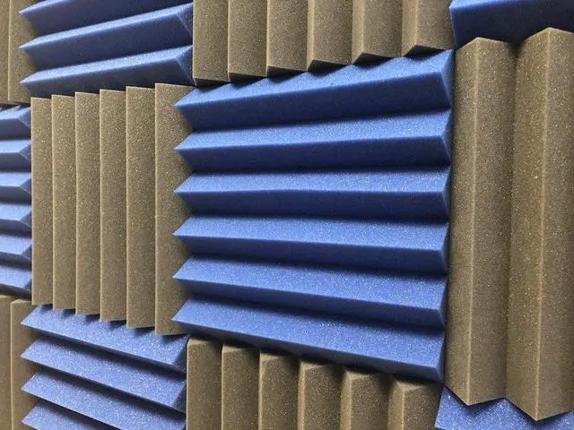 Alt view image 3 of 5 - 2" Blue and Black Acoustic Wedge Soundproofing Studio Tiles 12 pack