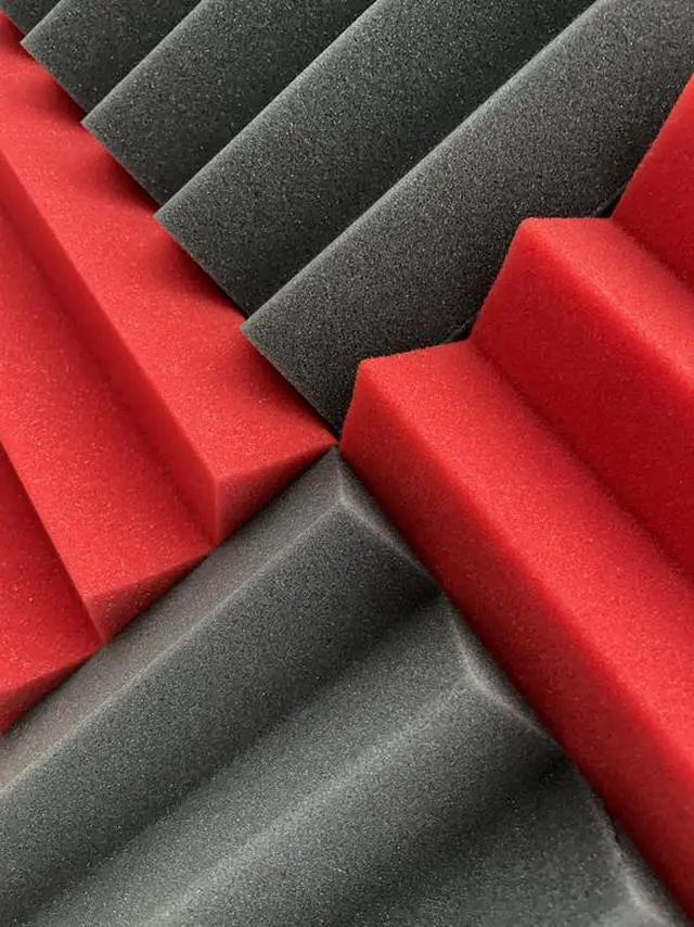 Alt view image 3 of 4 - 2" Red and Black Acoustic Wedge Soundproofing Studio Tiles 12 pack