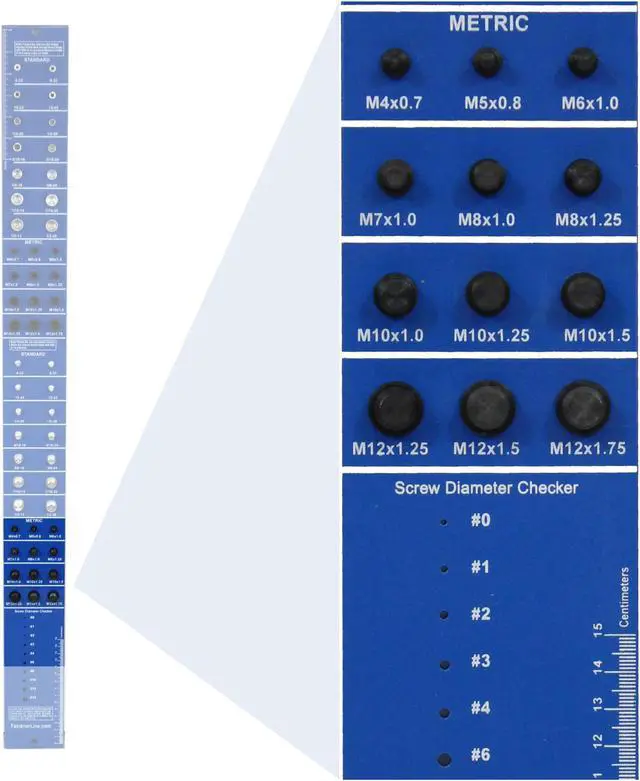 Alt view image 4 of 6 - Blue SAE and Metric Bolt Gauge Check a Thread Fastener Tool