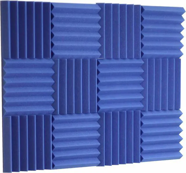 Main image of Wedge Acoustic Foam Sound Absorption Panels - Blue (12 Pieces)