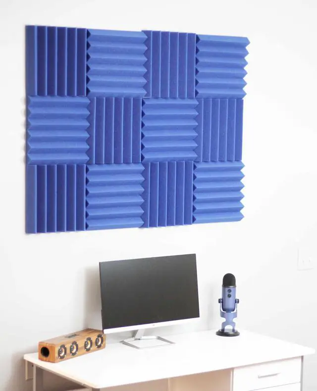 Alt view image 2 of 3 - Wedge Acoustic Foam Sound Absorption Panels - Blue (12 Pieces)