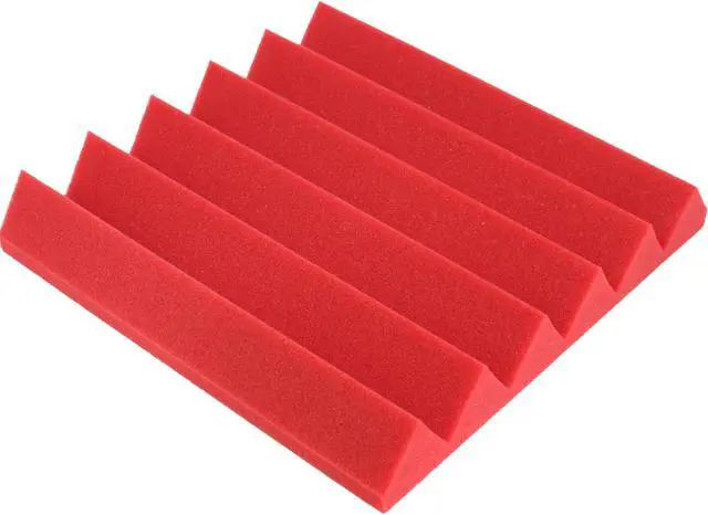 Alt view image 2 of 2 - Wedge Acoustic Foam Sound Absorption Panels - Red (12 Pieces)