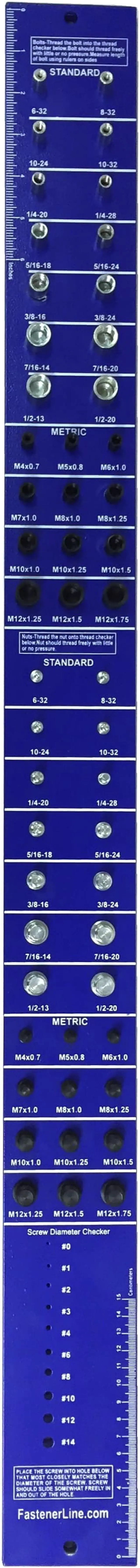 Alt view image 6 of 6 - Blue SAE and Metric Bolt Gauge Check a Thread Fastener Tool