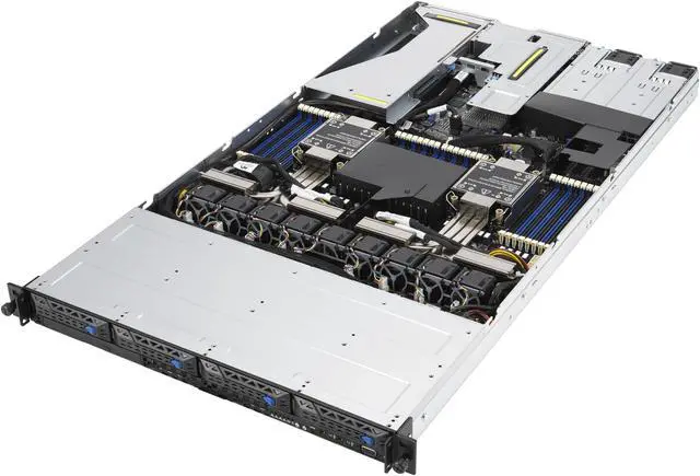 Alt view image 3 of 9 - 1U dual-socket server powered by 3rd Gen Intel Xeon Scalable processors that supports up to 32 DIMMs, one dual-slot GPU, 4 NVMe, four PCIe slots, one OCP 3.0, dual M.2 and ASUS ASMB10-iKVM.