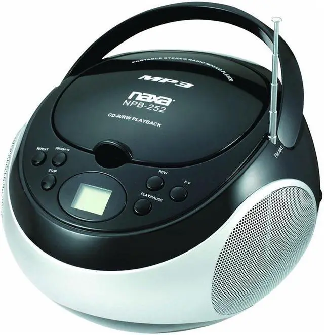 Alt view image 3 of 6 - Naxa NPB251BK Portable CD Player with AM/FM Radio (Black)