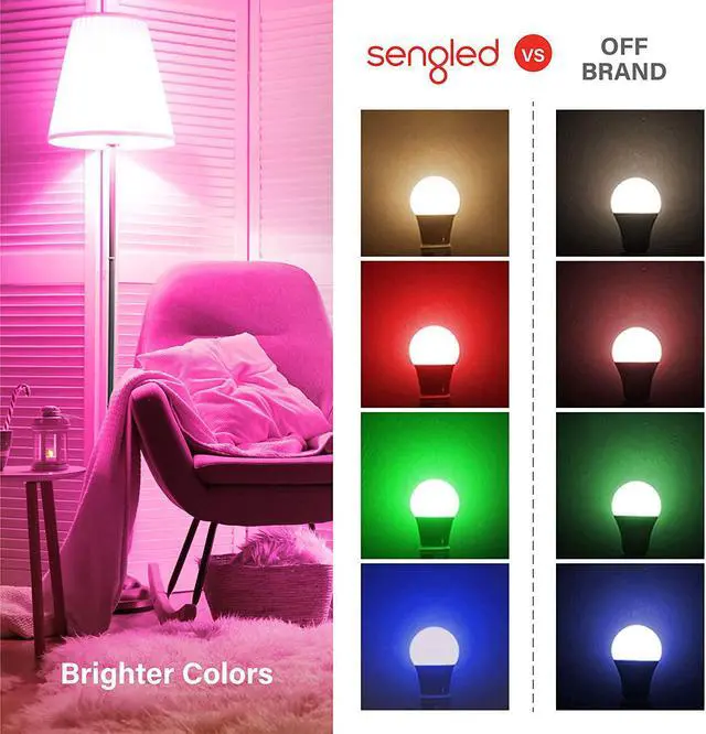 Alt view image 3 of 4 - Sengled Smart Light Bulbs, Color Changing Alexa Light Bulb Bluetooth Mesh, Smart Bulbs That Work with Alexa Only, Dimmable LED Bulb A19 E26 Multicolor, High CRI, High Brightness, 9W 800LM, 1-Pack