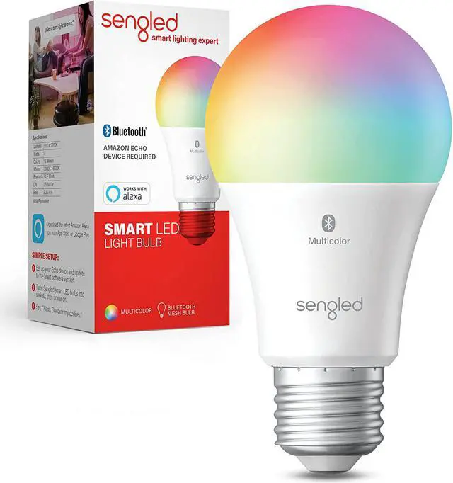Main image of Sengled Smart Light Bulbs, Color Changing Alexa Light Bulb Bluetooth Mesh, Smart Bulbs That Work with Alexa Only, Dimmable LED Bulb A19 E26 Multicolor, High CRI, High Brightness, 9W 800LM, 1-Pack
