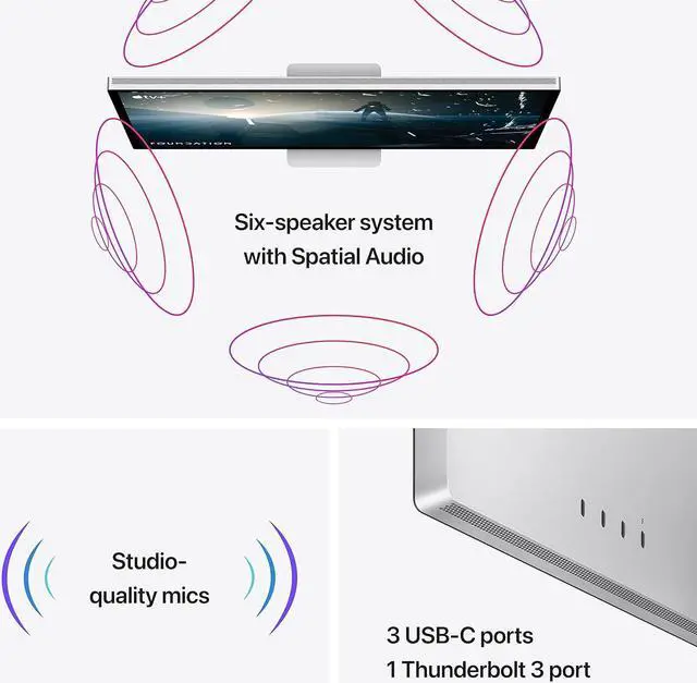Alt view image 4 of 5 - Apple 27" Studio Display with Standard Glass & Tilt & Height Adjustable Stand