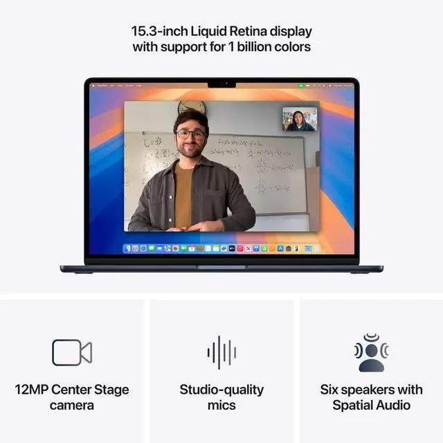 Alt view image 4 of 7 - Apple 2025 MacBook Air 15-inch Laptop with M4 chip: Built for Apple Intelligence, 15.3-inch Liquid Retina Display, 32GB Unified Memory, 2TB SSD Storage, 12MP Center Stage Camera, Touch ID Midnight