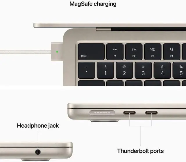 Alt view image 6 of 7 - Apple 2022 MacBook Air Apple M2 8-Core Chip 10-Core GPU 16GB 2TB Starlight 13.6" 2560 x 1664 Liquid Retina Display