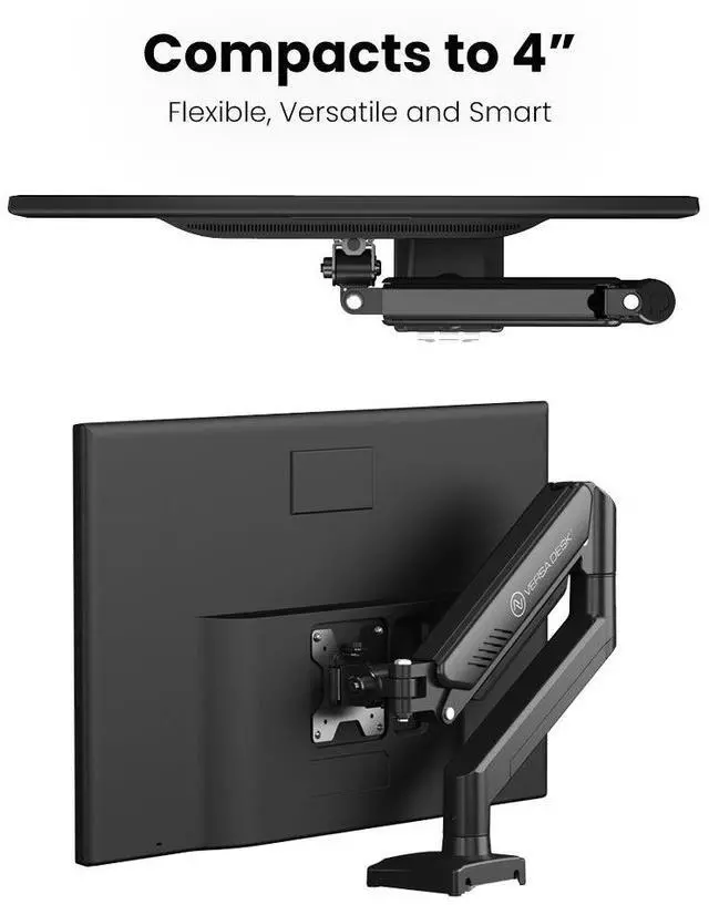 Alt view image 3 of 4 - VersaDesk MotionArc Single Monitor Arm, Adjustable Gas Spring Mount for 1732" Screens, Full Motion