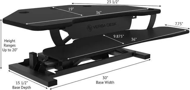 Alt view image 3 of 7 - VersaDesk® PowerPro® 36" x 31" Corner Electric Standing Desk Converter with USB Charging Port  Cherry